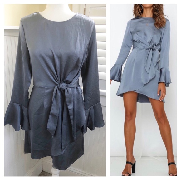 Saints + Secrets Dresses & Skirts - Saints + Secrets EUC Slate Blue Bell Sleeve Dress